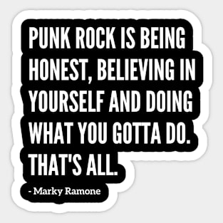 Famous Marky Ramone "Punk Rock" Quote Sticker